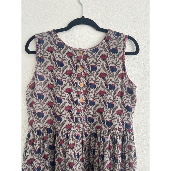 Natural Life Floral Overall Cotton Midi Dress Button Front Waist Cotton M Modest - Picture 10 of 15